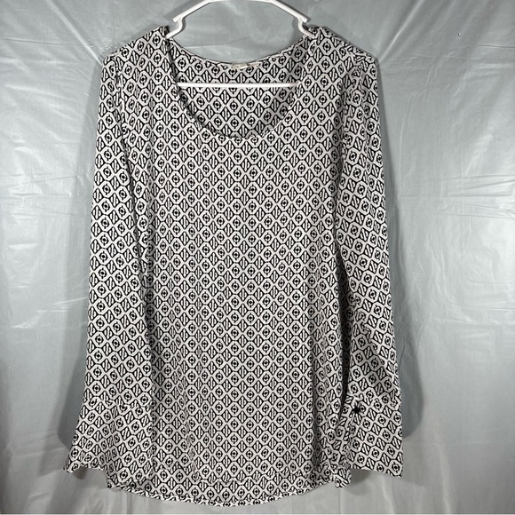 Pleione Tops - Pleione Women's Blouse Sz Medium Black White Pullover Long Sleeve Work Career